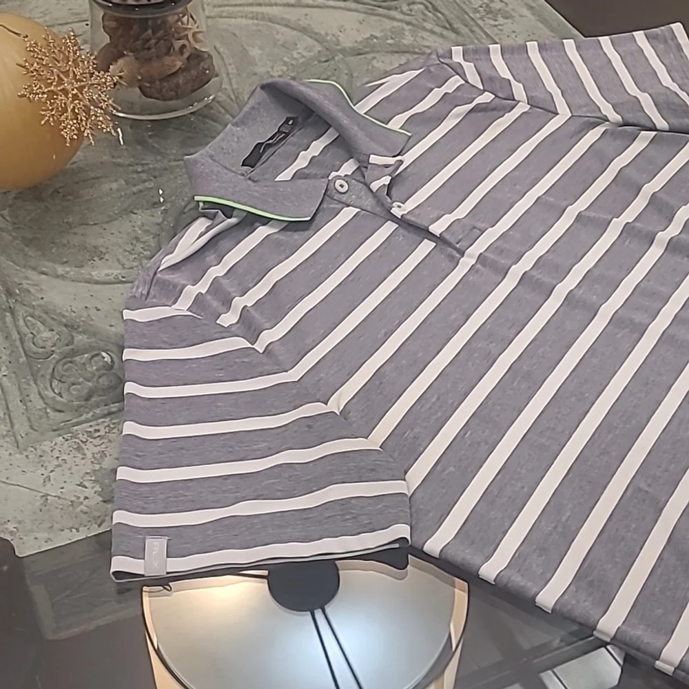 Ralph Lauren RLX Golf Multi Color Stripe Performance polo shirt medium